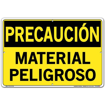 Vestil Aluminum Sign, 12-1/2" Height, 18-1/2" Width, Aluminum, Rectangle, Spanish SI-C-44-D-AL-063-S